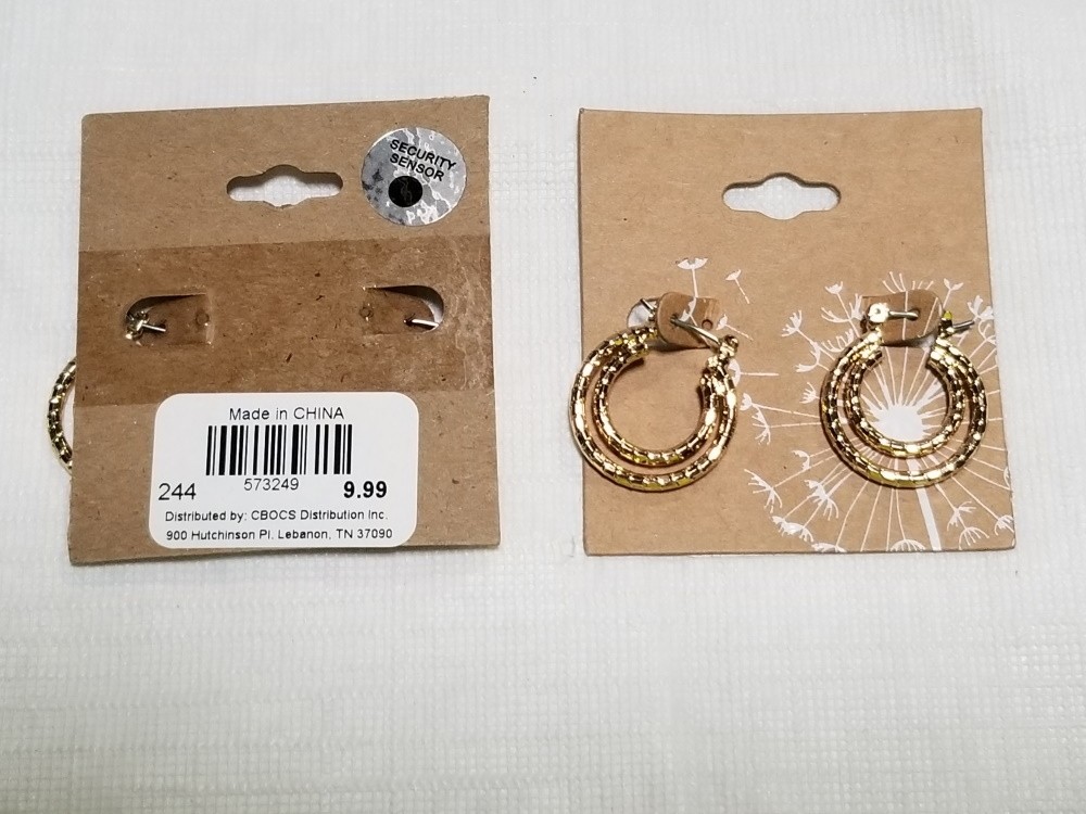 2 ROW GOLD HOOP EARRINGS