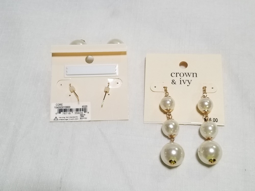 3 DROP PEARL EARINGS