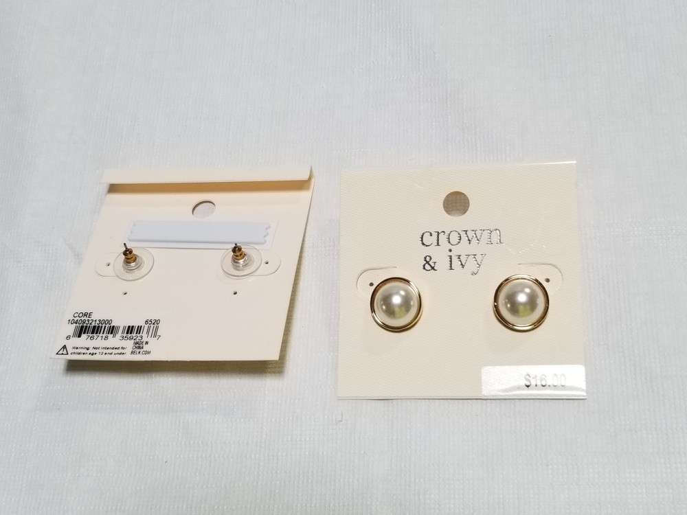 CROWN & IVY PEARL STUDS