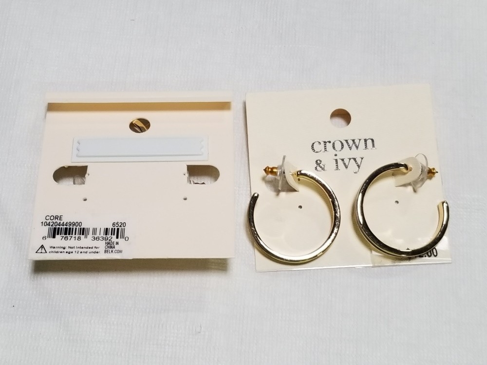 CROWN & IVY ENAMEL HOOP EARRINGS