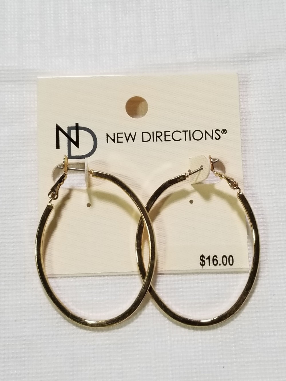 EARRINGS HOOP METAL GOLD TONE