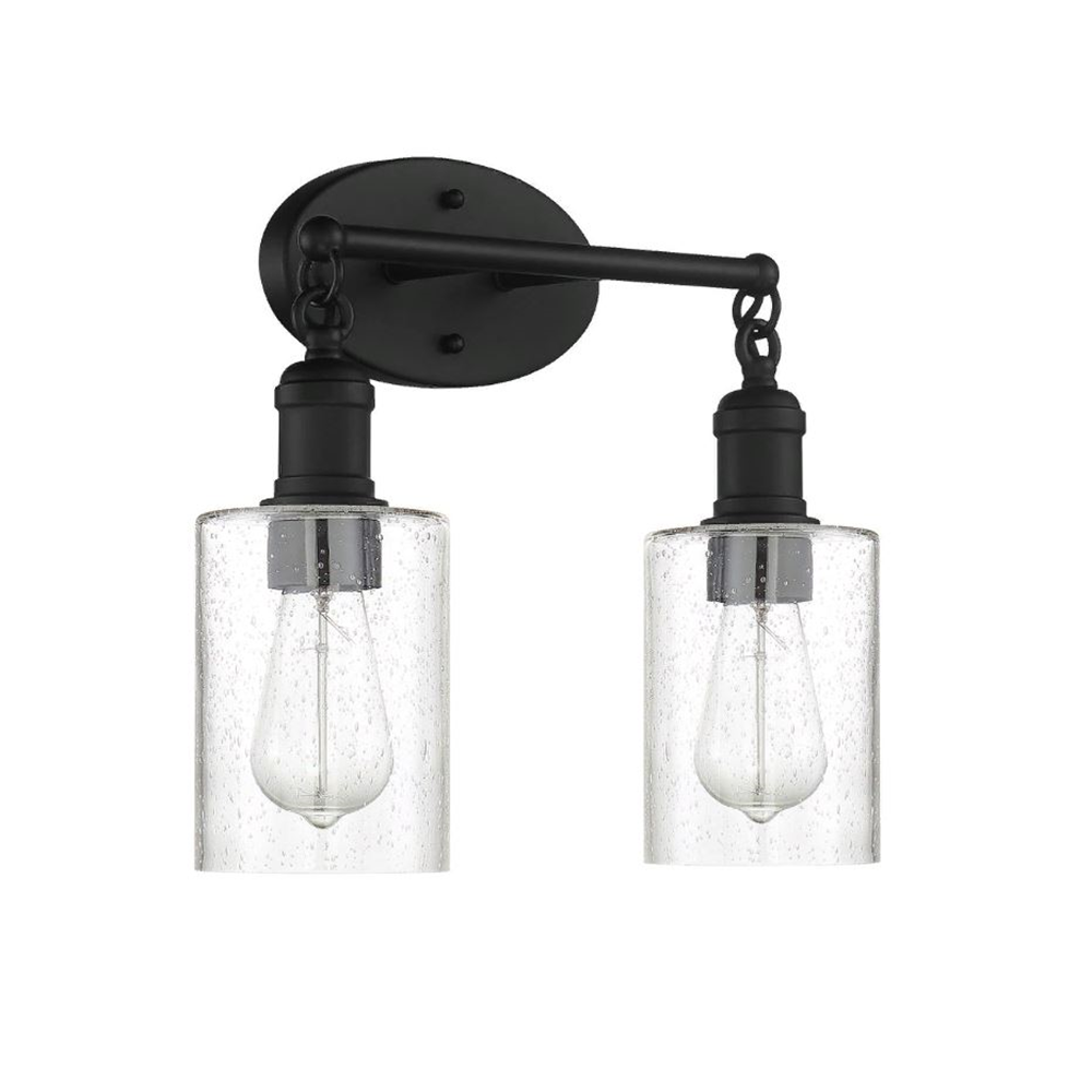 2 LT 100W MB CLYDE VANITY WITH CLR SEEDY