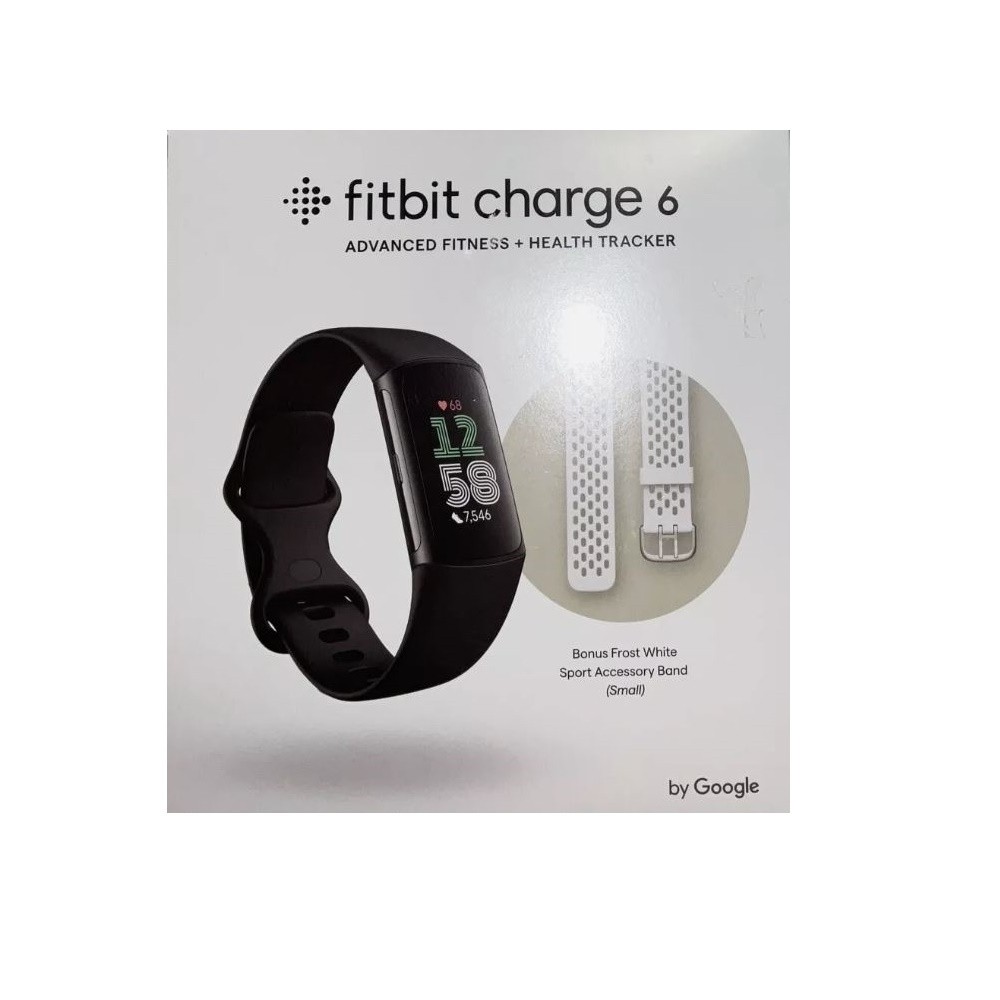 FITBIT CHARGE 6 BLACK PLUS SM WHT BAND