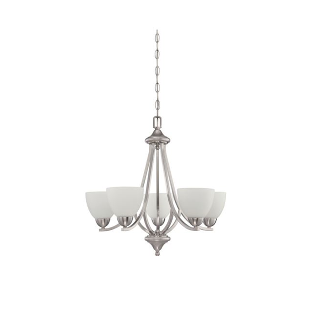 5-LT 100W MB PRESTON CHANDELIER SATIN NI