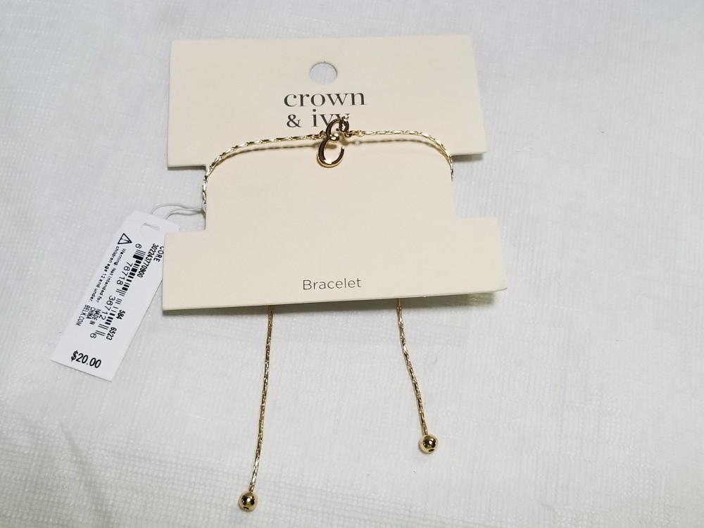 CROWN & IVY INITIAL METAL E BRACELET