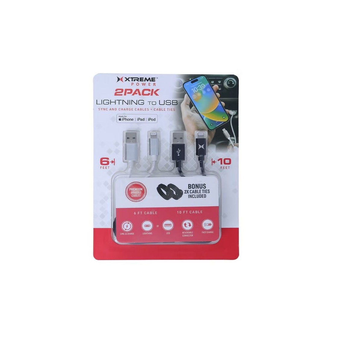 LIGHTNING TO USB 2 PK 6FT & 10 FT CABLES