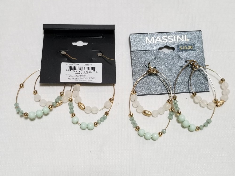 MASSINI SLEEPWIRE BEAD DANGLE EARRINGS