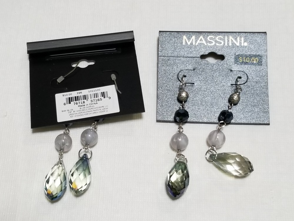 MASSINI GLASS STONE LINEAR EARRINGS