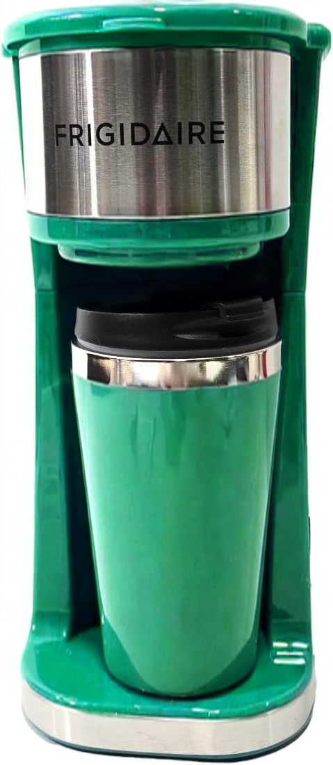 Frigidaire Stainless Steel Coffee Maker - Single Cup With Insulted Travel Mug ECMK095 with 420ml Capacity Green