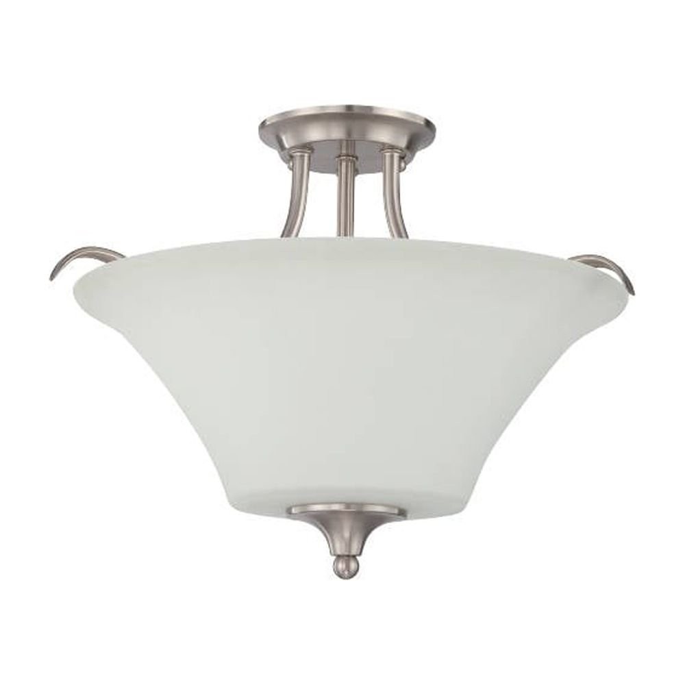 LUMINANCE Semi Flush Mount Darby 3-Lights 100W Bright Satin Nickel F18046-80