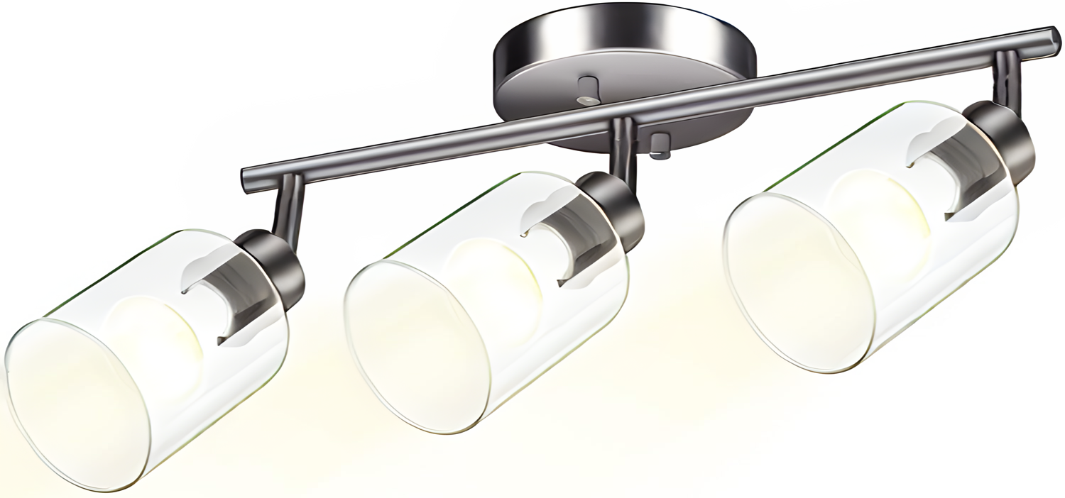 Sunset 3-Light GU10 Ceiling Mount Bar Fixture Clear  & Frosted Glass