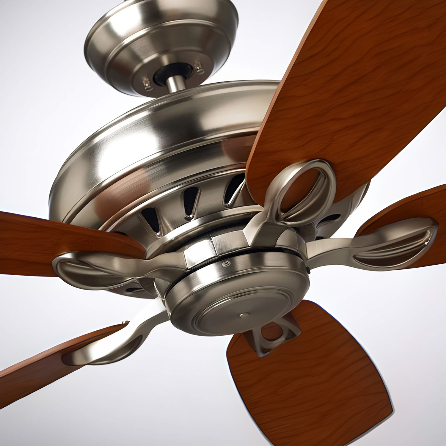 Luminance kathy ireland Home Penbrooke Eco 60in Ceiling Fan with Premium Motor  Energy Star Fixture for Home Improvement with 6-Speed Wall Control |Brushed Steel with Walnut Blades for Damp Locations CF5200BS-B91WA