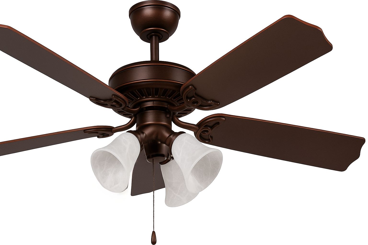 Luminance Heritage Home Oil Rubbed Bronze 52" Ceiling Fan Dual Mount 52HEH5ORB-ALB-MB-LED , 3x Turtle Light Kit (White Alabaster Marble Glass)