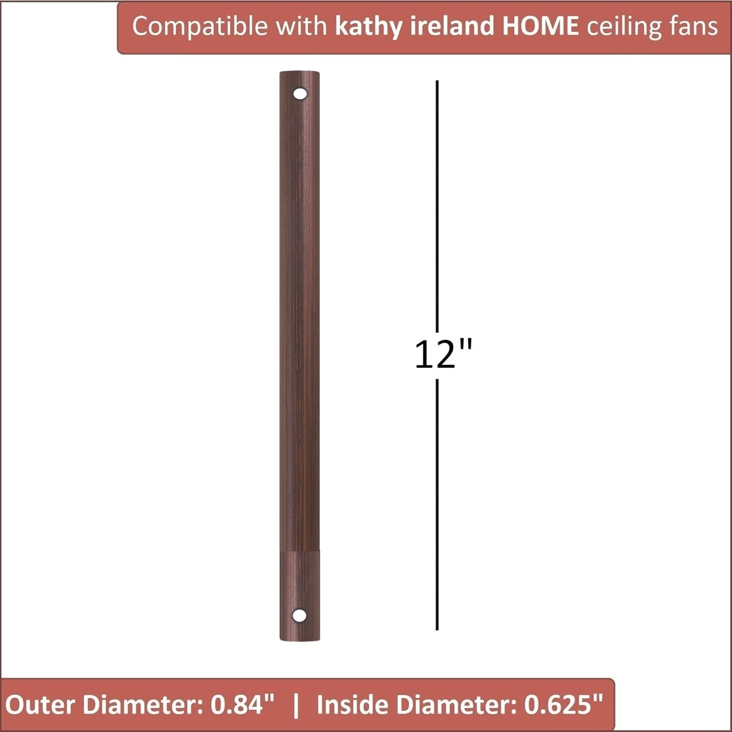 Emerson CFDR1GES Kathy Ireland Home Ceiling Fan Downrod, 12 Inch, Golden Espresso