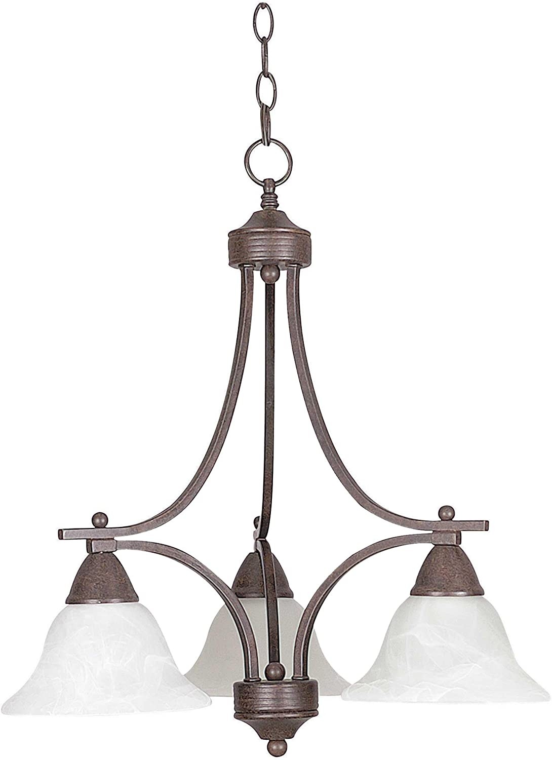 Sunset Lighting 3-Light Chandelier Faux Alabaster Glass, Rubbed Bronze Finish F5160-62