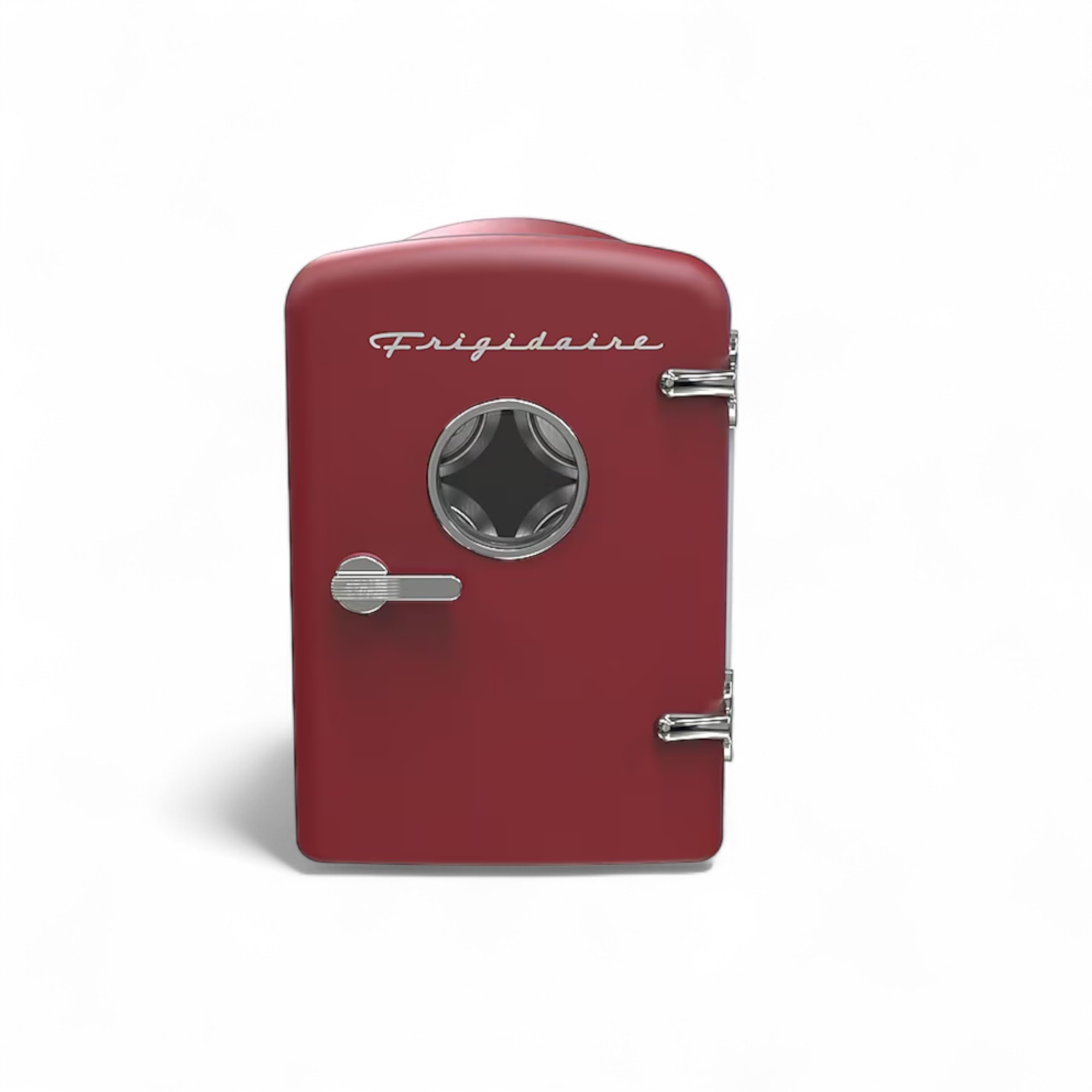Frigidaire Retro Compact and Portable 0.14-cu ft 6-Can or 4 Liters Mini Fridge Red, Convenient Carrying Handle, 12V Car Adapter and 120V AC Power Compatible EFMIS212-RED
