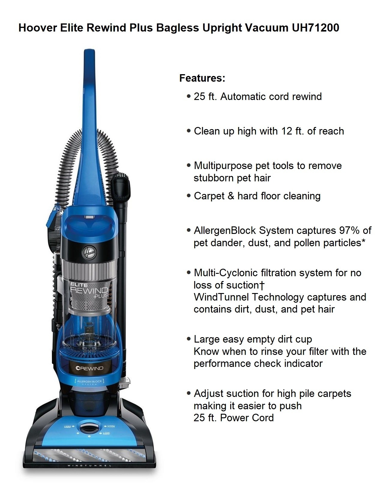 Hoover Elite Rewind Plus Vacuum