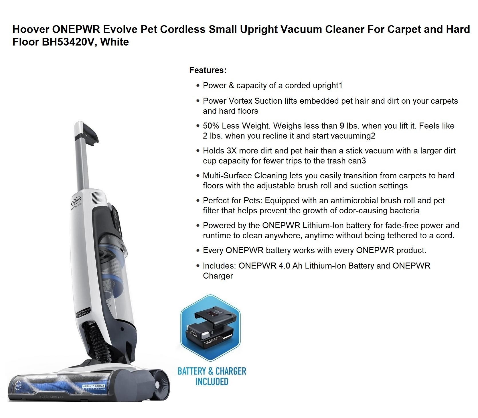 Hoover ONEPWR Evolve Pet Cordless Vac