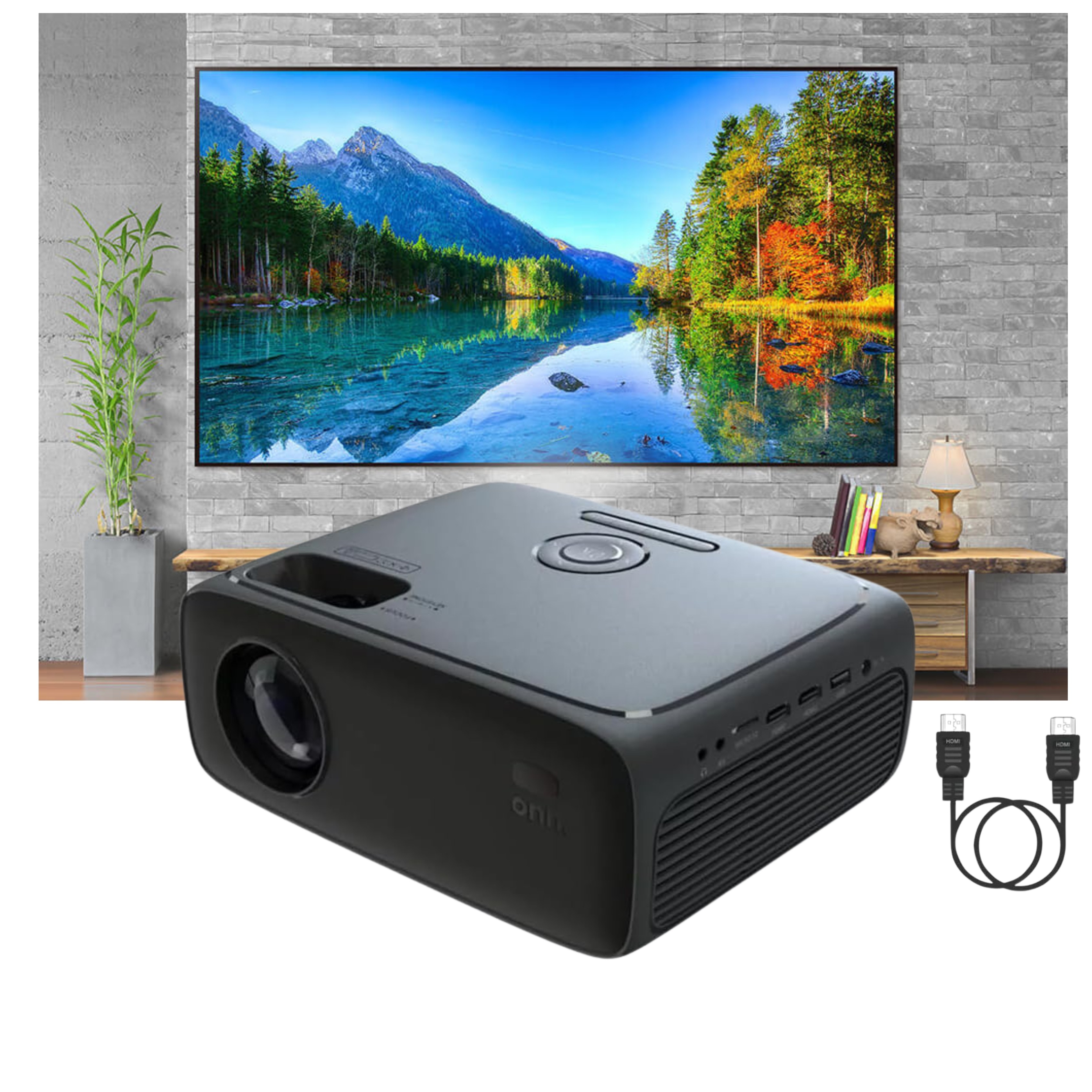 HD 1080p LCD Home Theater Projector, Streaming Ready, 6' HDMI Cable, 5 Watt Speaker, Remote, 32" - 210" image size, Supports HDMI/USB/MicroSD/AV, Indoor & outdoor use - 100096801 