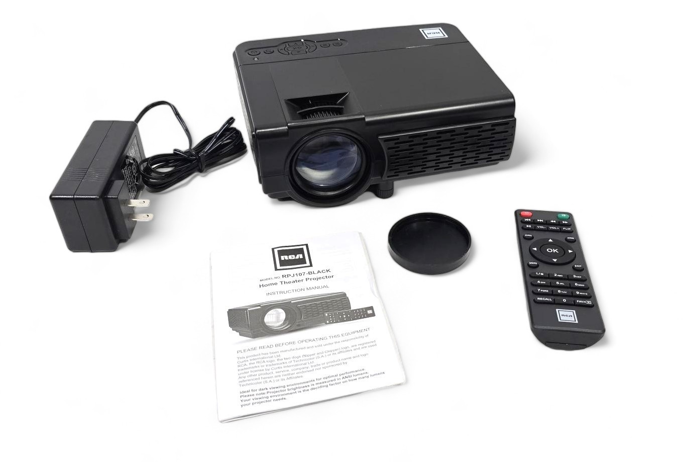 RCA RPJ107 1080P, Streaming Ready, 30"-150" Picture Size, Bluetooth, HDMI, AV, USB, TF Card, Remote