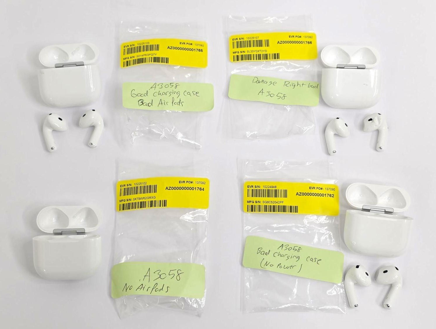 Apple AirPods with USB-C Charging Case 4th Gen AS IS (4x unit Bundle) (READ DETAILS) MXP63LLA