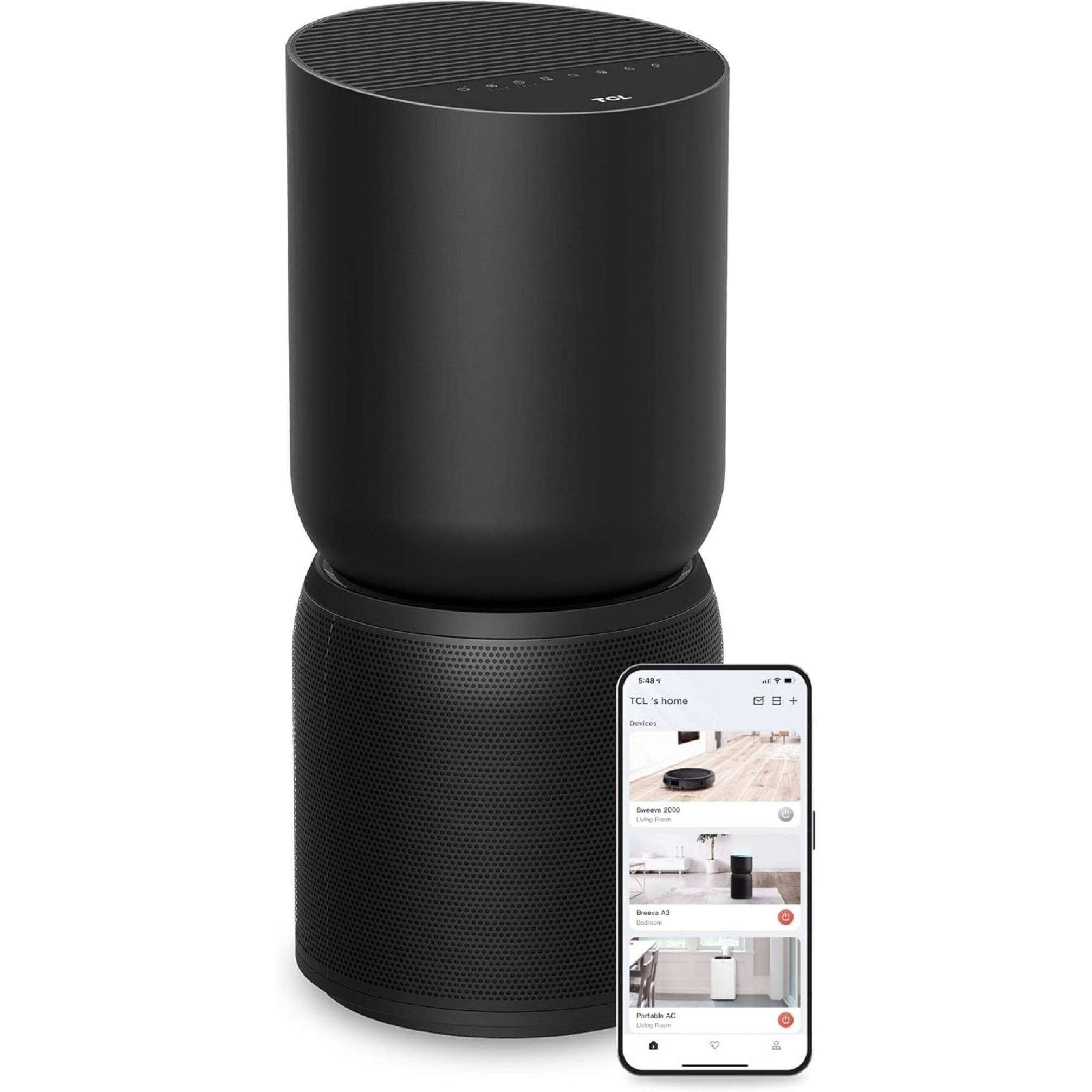 TCL Breeva A5 Smart Air Purifier with 5-Stage Clean, True HEPA (H13), Removes 99.97% of Dust/Bacteria/Odors & More, App & Voice Control, Auto Shield, Ultra-Quiet, Black (A515B)