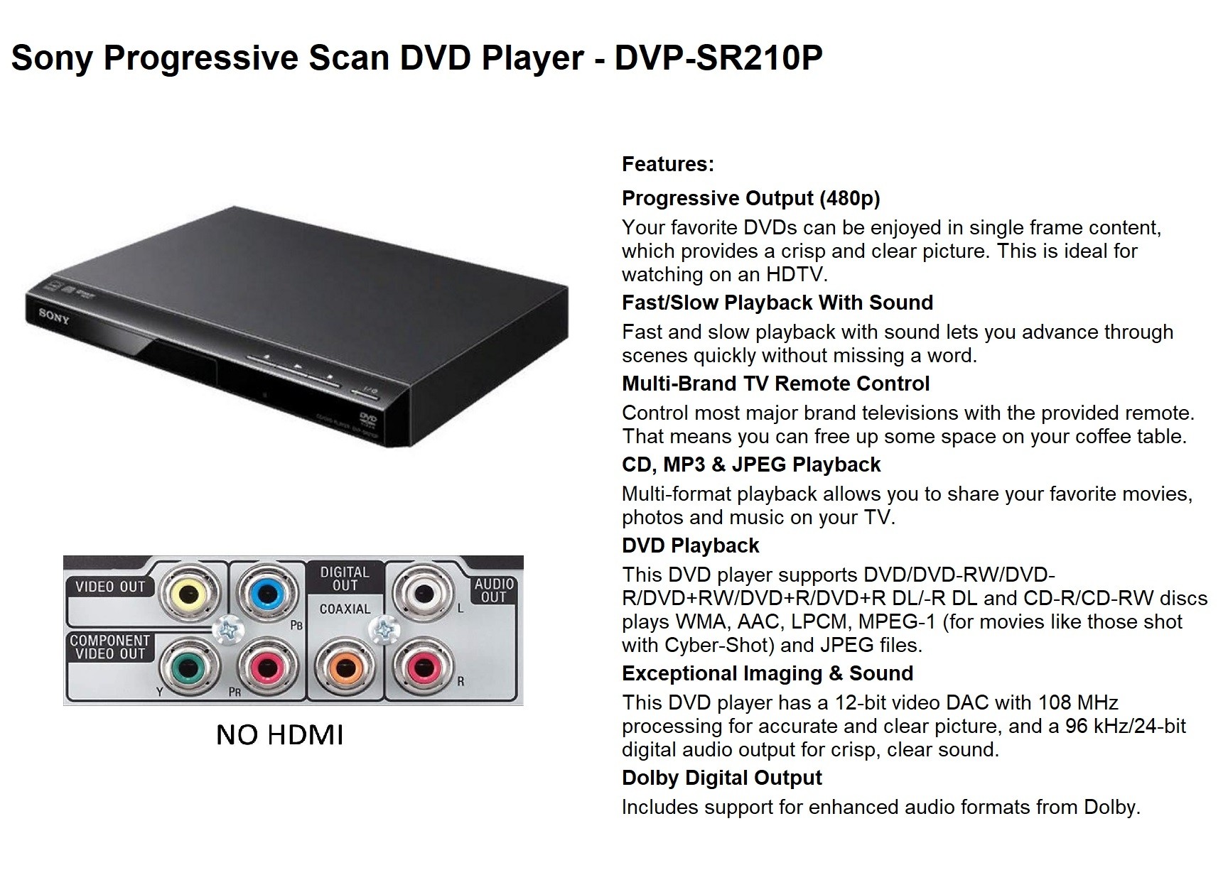 Sony Progressive Scan DVD Player