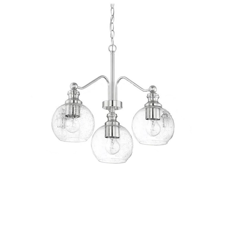 Sunset Oriana 3 Light Chandelier Seeded Glass Bright Satin Nickel F29003-80