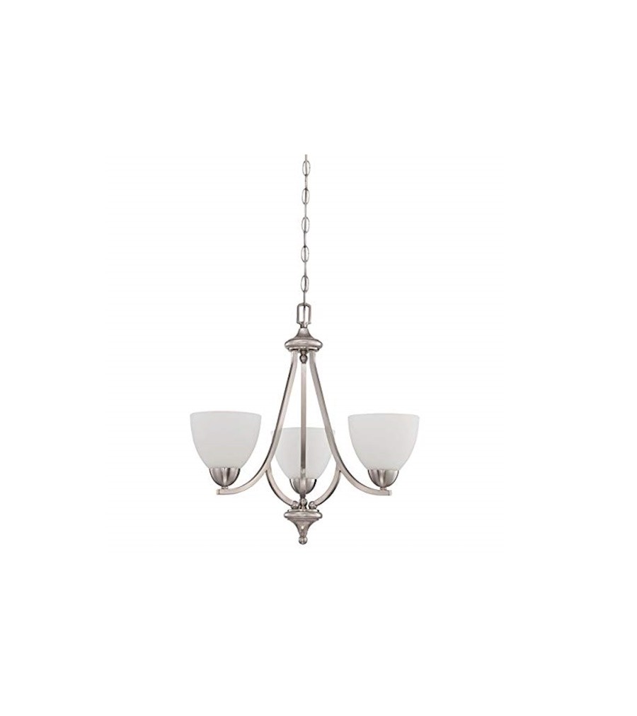 Sunset Lighting 3-Light 21" Diameter Preston Chandelier Ceiling Lamp, Satin Nickel F16083-80