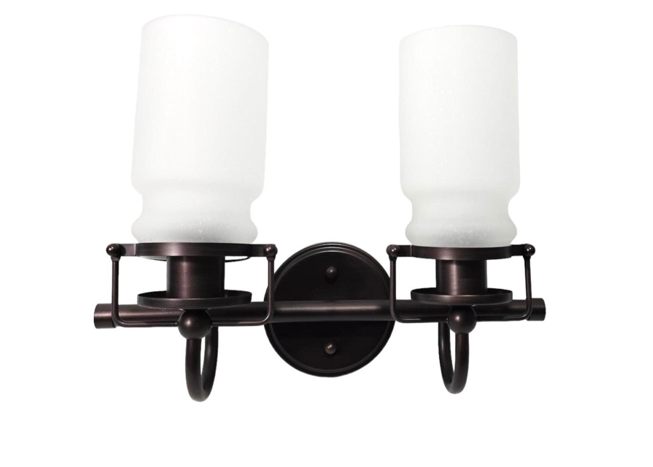 Sunset Qairo 2 Light Vanity With Frosted Seeded Glass Shades F25102-64