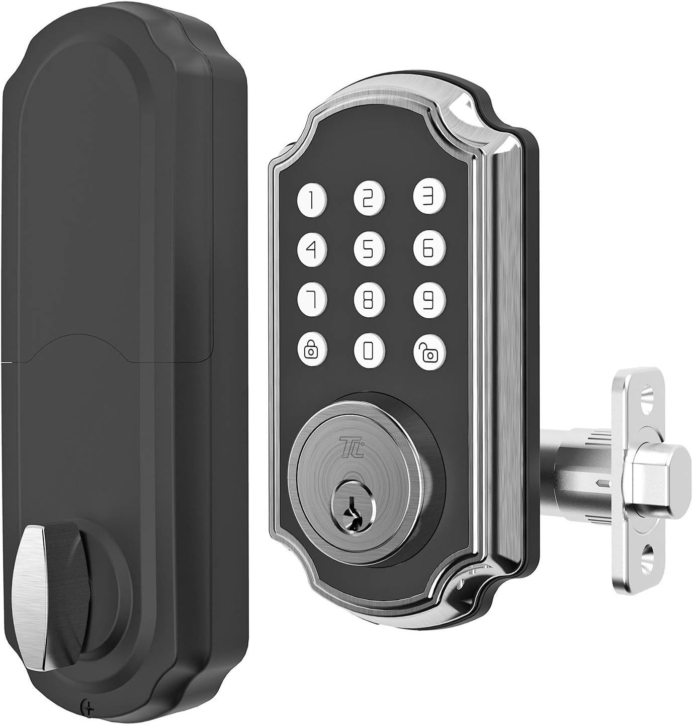 TURBOLOCK TL116 Digital Deadbolt Lock with Keypad, Electronic Deadbolt (Single Cylinder) - Brushed Nickel - TL116-BN