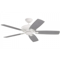 Luminance Kathy Ireland HOME Carrera Grande Eco 54" Ceiling Fan Fixture with 6-Speed Wall Control and Downrod | Energy Star Rated Motor | Light Kit Adaptable and, Satin White, with Timber Grey Blades