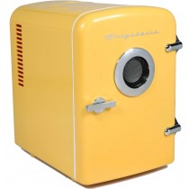 Frigidaire EFMIS151-Yellow Portable Retro 6-can Mini Fridge Built-in Bluetooth Speaker