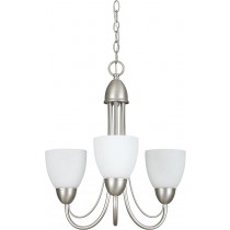 Sunset Lighting 19" 3-Light Chandelier Opal Glass, Satin Nickel Finish F2683-53