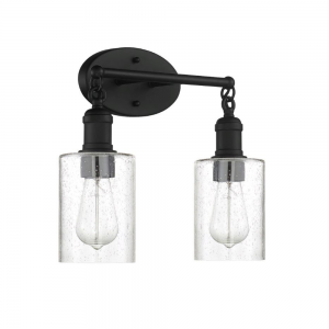 2 LT 100W MB CLYDE VANITY WITH CLR SEEDY