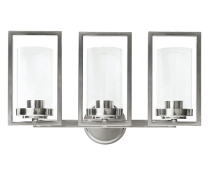 PRESTIGE 3LT WALL SCONCE WITH CLEAR GLAS