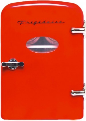 Frigidaire 6 Can/4L Mini Personal Retro Fridge Cooler Includes AC Power Cord & 12V DC Car Adapter EFMIS229-RED