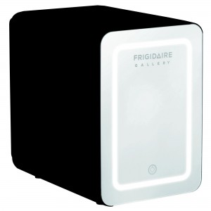Frigidaire 12 in. 1 cu. ft. 9-Can 6-Liter Beauty Light Up Mini Refrigerator EFMIS209-BLACK includes 12v car adapter & 110v home power cord