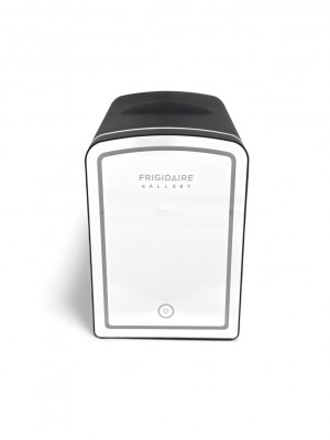 FRIGIDAIRE EFMIS170-BLACK, Mini Portable Lighted Mirror Fridge Cooler, 6.5L Capacity Chills 9 Cans, Plugs into a 12V Car adapter or home outlet