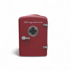 Frigidaire Retro Compact and Portable 0.14-cu ft 6-Can or 4 Liters Mini Fridge Red, Convenient Carrying Handle, 12V Car Adapter and 120V AC Power Compatible EFMIS212-RED