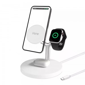 iHome 4-in-1 15W Magnetic Wireless Charging Stand - White - Fast charging for all of your Apple devices - 2IHQI1009WHTCB