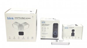 Blink Wired Floodlight Camera with Pan-Tilt Indoor Camera and Video Doorbell 2