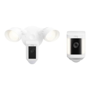 Ring Floodlight Camera Plus with Spotlight Cam Plus, 1080p HD video, 375 lumens spotlight cam plus, 2000 lumens floodlight cam plus