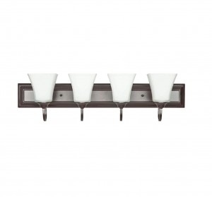Sunset Lighting 4-Light 100W Vanity Square Milk Glass, Oiled Bronze Finish F3684-44