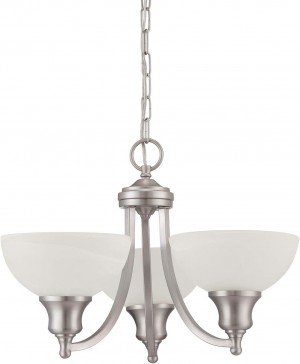 Sunset Lighting Alton 3-Light Chandelier, Faux Alabaster Glass Chrome finish F5453-15