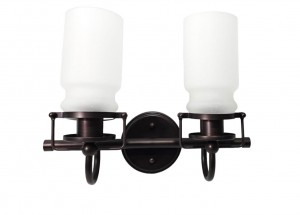 Sunset Qairo 2 Light Vanity With Frosted Seeded Glass Shades F25102-64