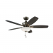 Emerson Lindell 52" Antique Pewter Ceiling Fan w/ LED Light - Charcoal / Timber Gray Blades CF825AP 