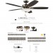 Emerson Lindell 52" Antique Pewter Ceiling Fan w/ LED Light - Charcoal / Timber Gray Blades CF825AP 