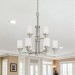 9 LT CHANDELIER LINEN GLS