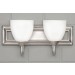 Sunset Lighting 2-Light Vanity 100W w/ Round Milk Glass, Satin Nickel Finish